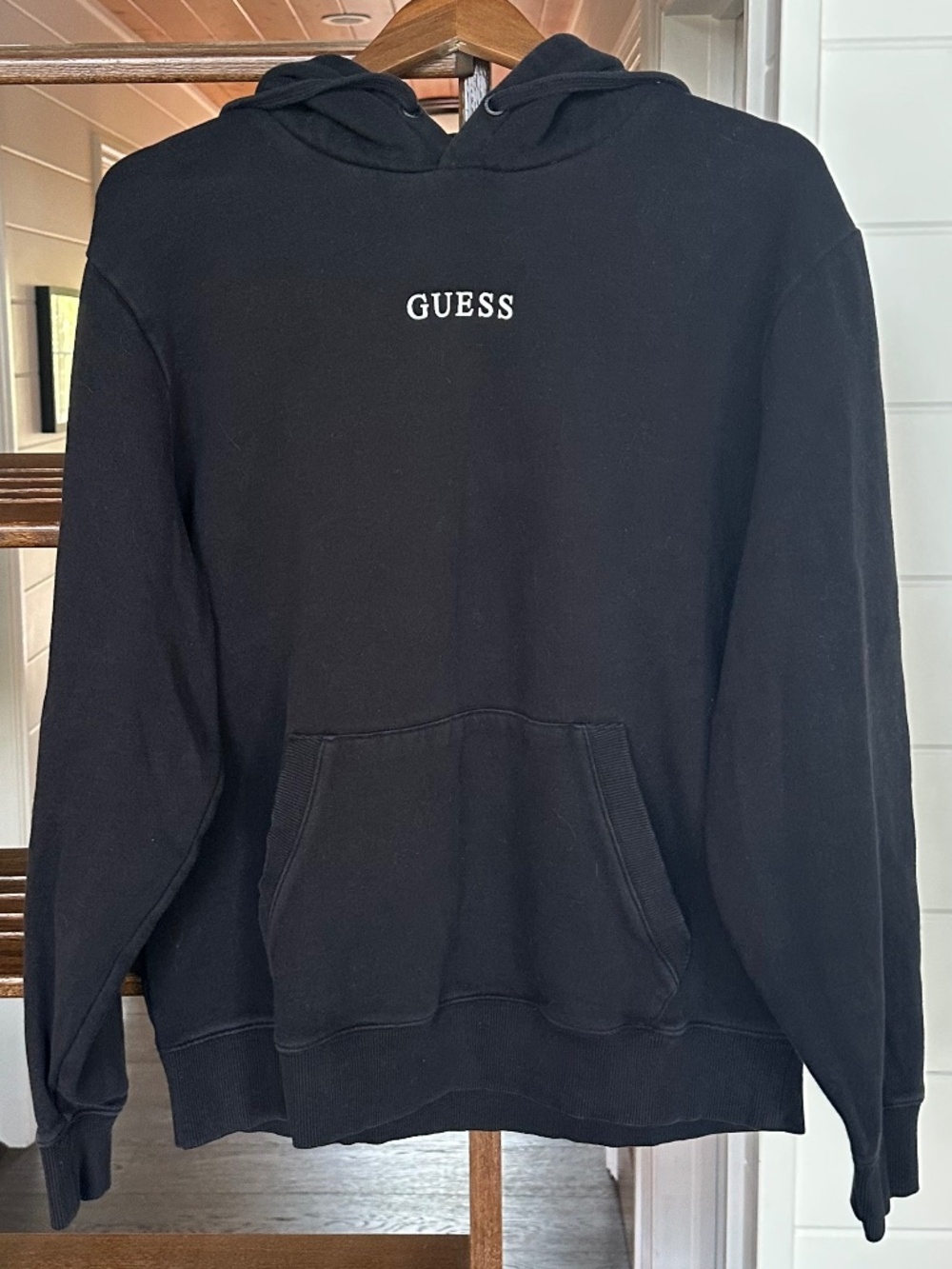 GUESS - GUESS Men’s Black Roy Hooded Sweatshirt Size M